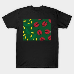 Ladybugs and Green Yellow Leaves T-Shirt